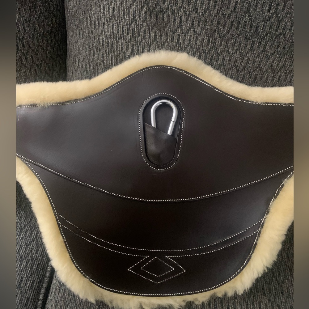 Brown Leather Pet Harness with Cream Sheepskin Trim - Picture 8 of 15